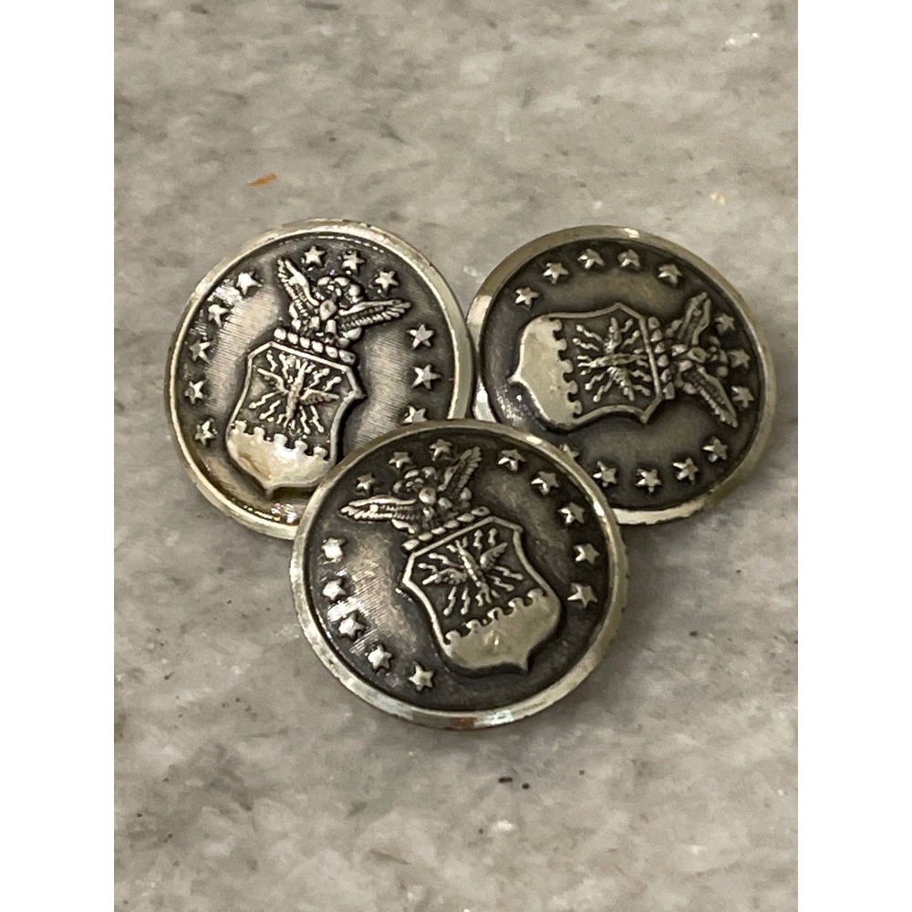Shields Inc Buttons Unisex OS Silver US Air Force Eagle Crest Military 3pc Set